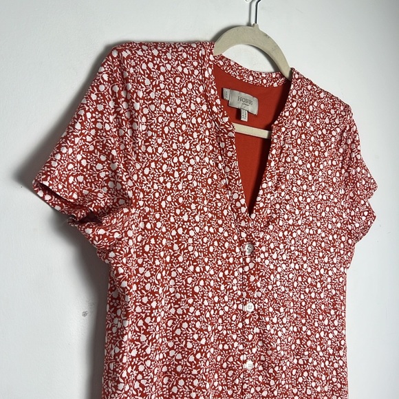 HOBBS London Jacinta Dress Apricot Ivory Floral Pint Fit & Flare Dress Size US8 - Picture 6 of 12